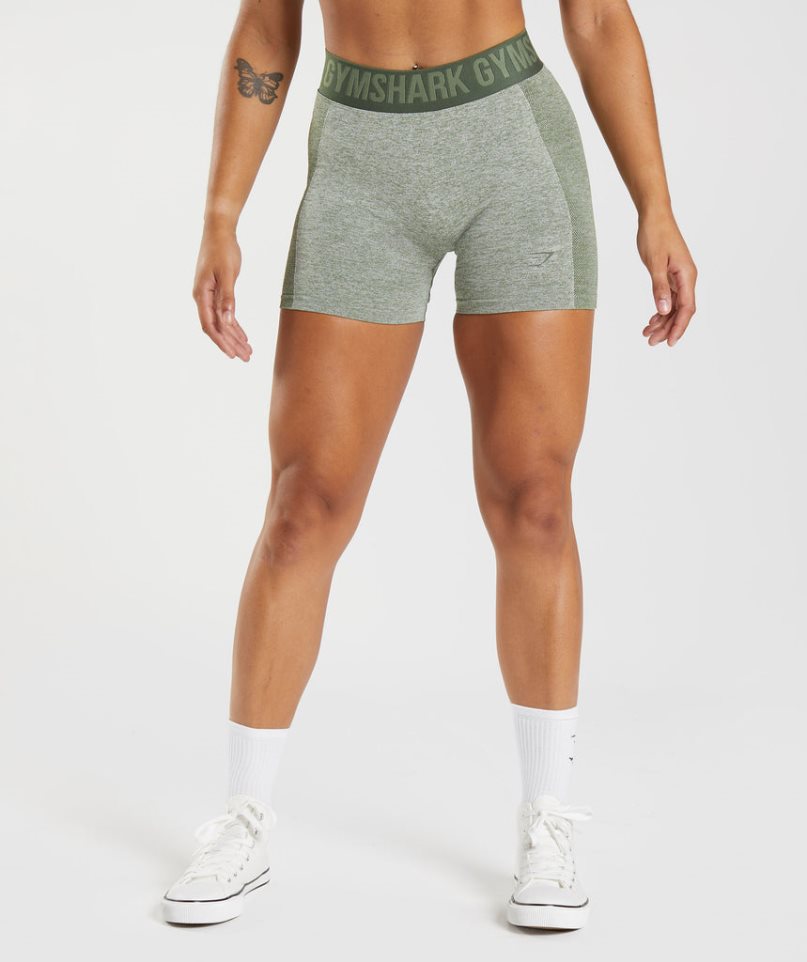 Women\'s Gymshark Flex Shorts Grey / Olive | NZ 5GXLSQ